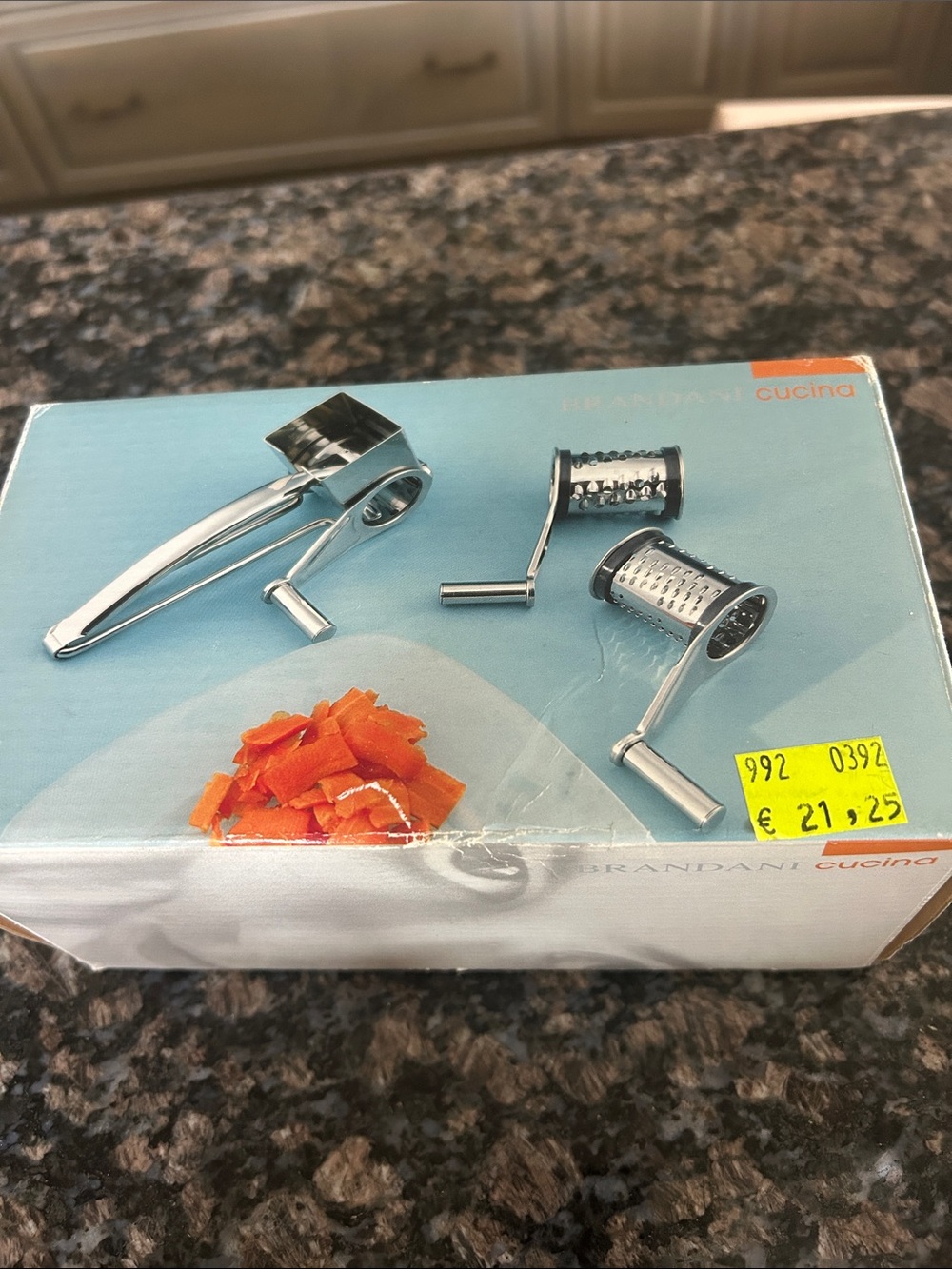 BRANDANI CUCINA STAINLESS STEEL ROTARY VEGETABLE AND CHEESE GRATER 3PC SET WT